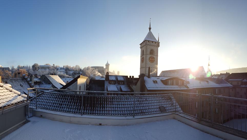 Die Schaffhauser Altstadt in weisser Pracht. Bild: Philipp Honegger