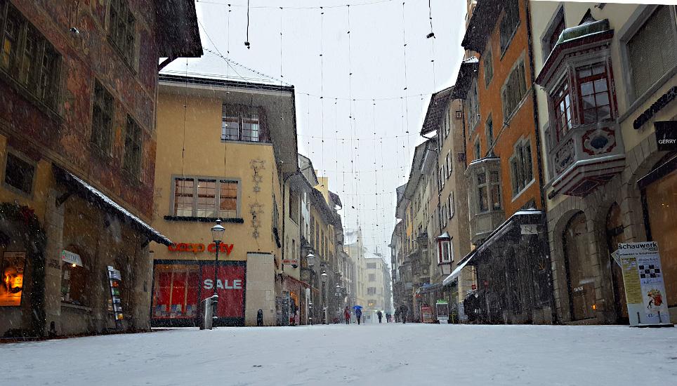 Die Vordergasse in Schaffhausen am Donnerstagmorgen. Bild: PH