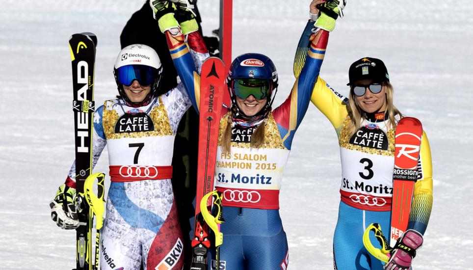 Wendy Holdener, Mikaela Shiffrin und Frida Hansdotter (v.l.n.r.). Bild: Key