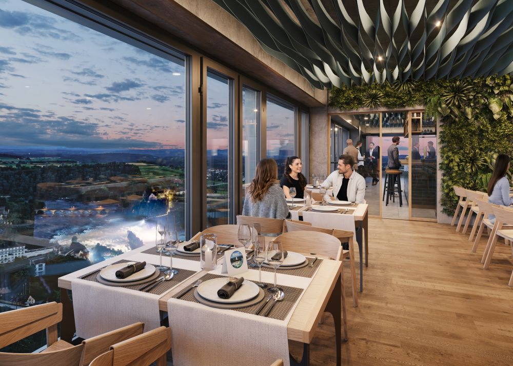 Ausblick vom geplanten Rooftop-Restaurant. Visual: Raumgleiter