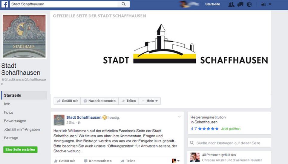 Facebook Seite der Stadt Schaffhausen. Bild: Screenshot Facebook