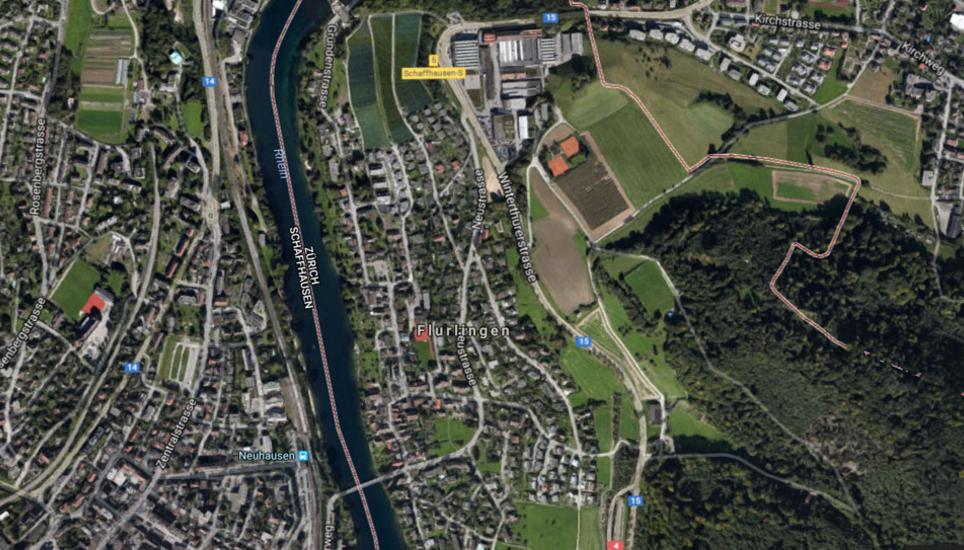 Die Liegewiese/Badi in Flurlingen ist wegen der Corona-Epidemie nicht zugänglich. Bild: Screenshot Google Maps