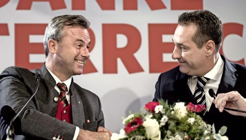 FPÖ-Politiker Norbert Hofer (l.) und Parteichef Heinz-Christian Strache in Wien. Bild Key