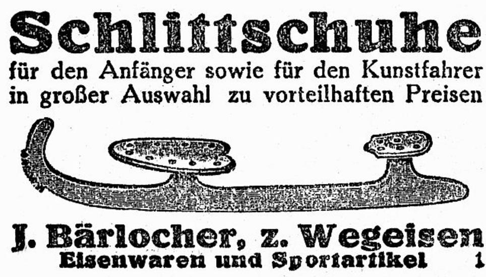 Wintersport oder Vergnügen – Inserat aus dem «Schaffhauser Intelligenzblatt» vom 12. Januar 1929.
