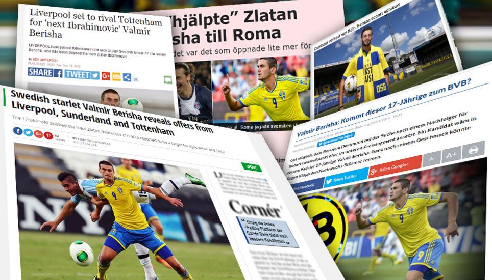 Im Jahr 2013 war Valmir Berisha für die europäischen Medien einer der interessantesten Fussballspieler überhaupt. Collage: OPP