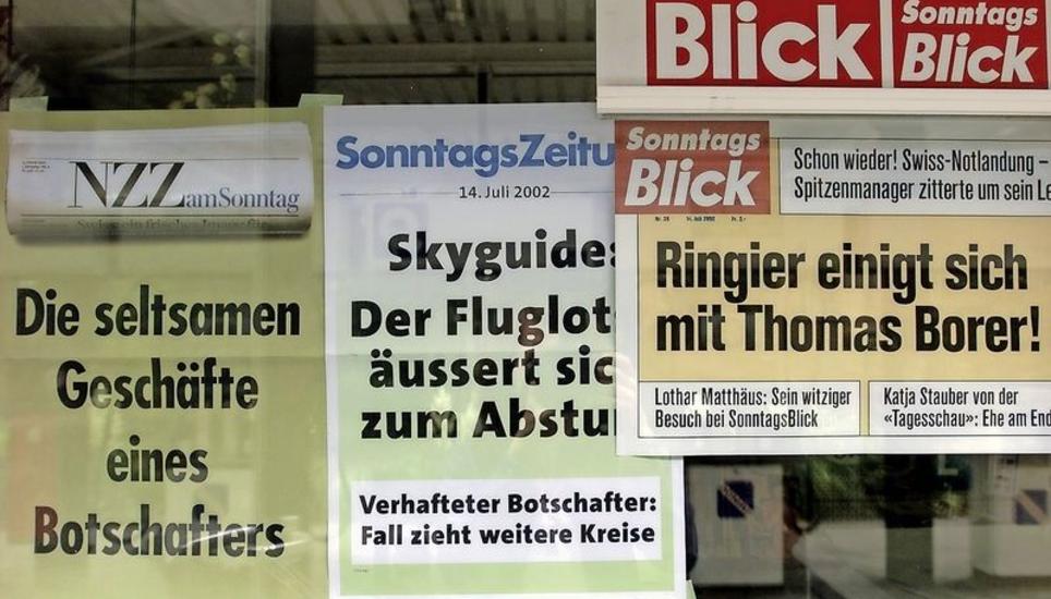 Das Medienhaus Ringier, das auch den «SonntagsBlick» herausgibt, entschuldigte sich bei Thomas Borer – und bezahlte ihm Schmerzensgeld. Die Geschichte um den ehemaligen Botschafter und seine angebliche Affäre zog riesige Kreise. Bild Key