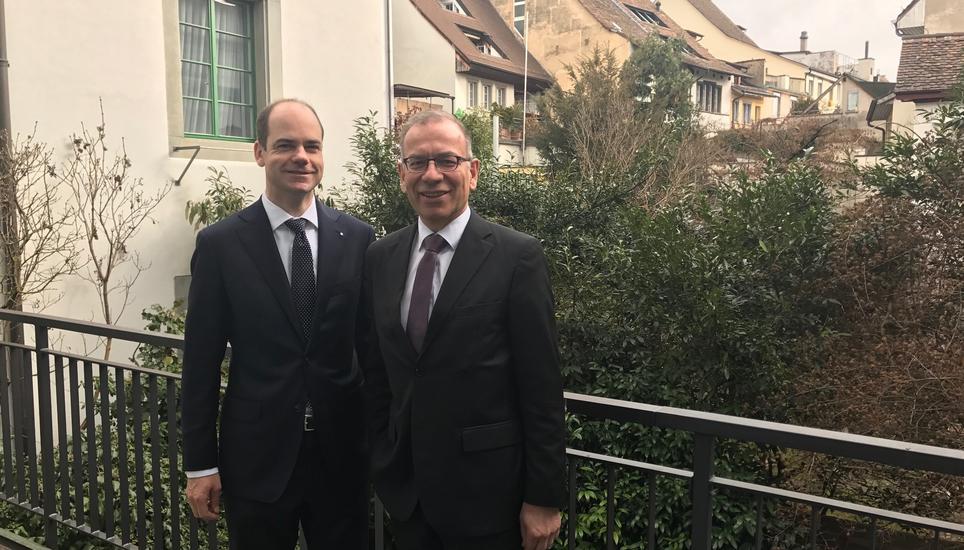 Der Vorsitzende der Geschäftsleitung, Beat Stöckli und Verwaltungsratspräsident Hannes Germann. Bild: Radio Munot