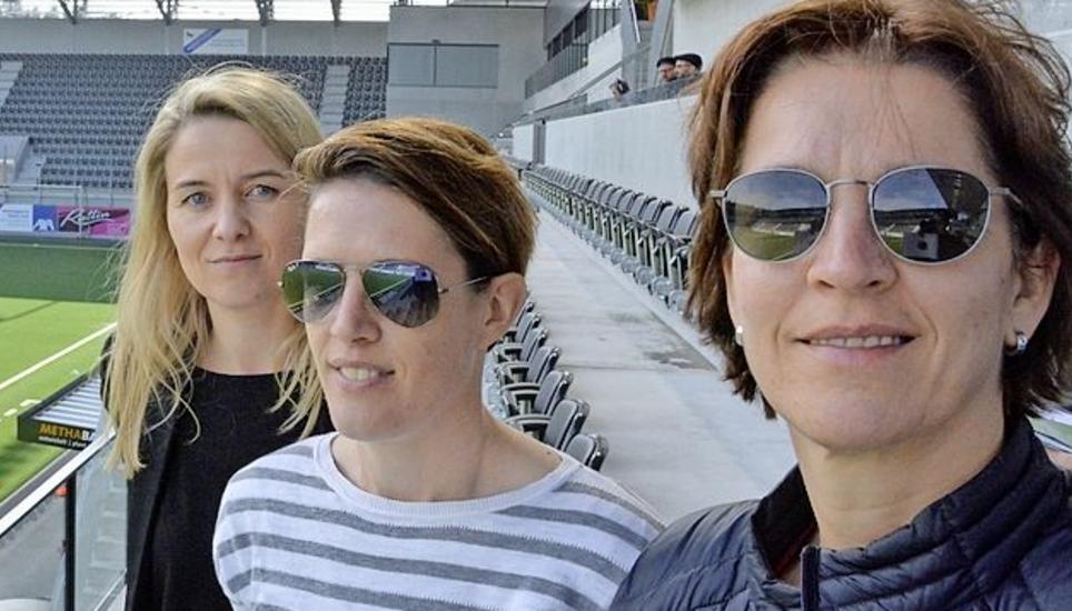 Marion Daube (Geschäftsführerin FCZ-Frauen), Franziska Schild (Verantwortliche Frauenfussball SFV) und Tatjana Haenni (Präsidentin FCZ-Frauen, von links).