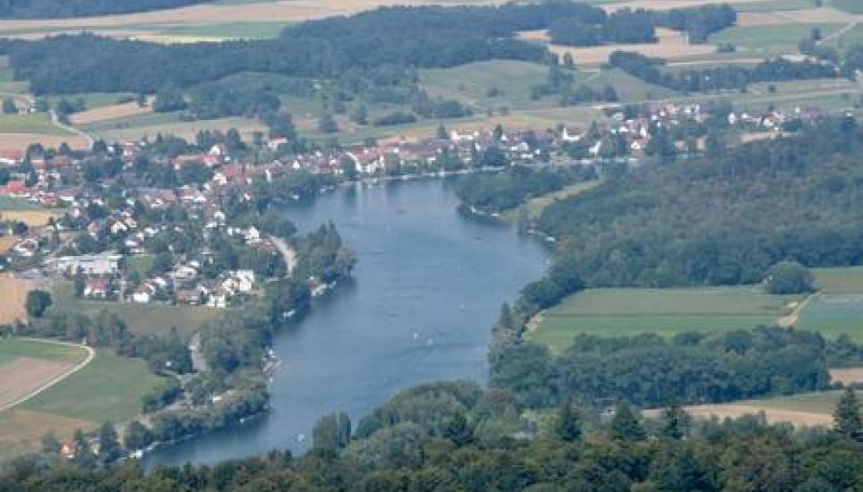 Eine Luftaufnahme der Gemeinde Büsingen.