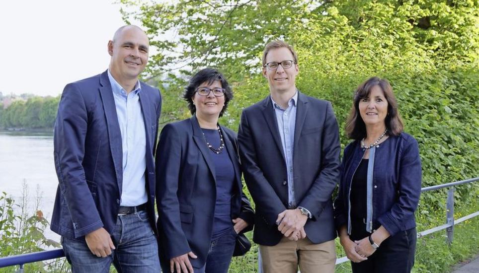 Der neue Vorstand von Swiss Marketing Schaffhausen: Urs Wohlgemuth (links), Verena Zimmermann, Stefan Wabel und Katharina Aeschlimann (es fehlt Sandro Moccetti) organisieren den Marketinganlass vom 19. September. Bild: zvg