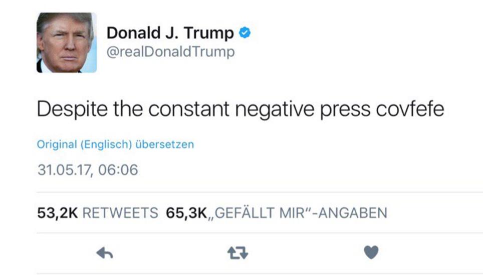 Unter #covfefe häufen sich die Scherze. Screenshot: Twitter