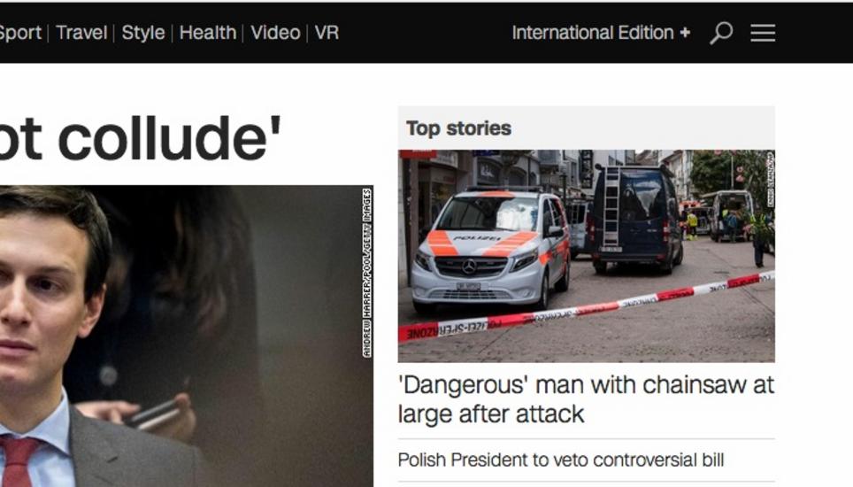 Die Geschichte des Kettensägen-Angriffs hat es auch über den grossen Teich geschafft. Der US-amerikanische Fernsehsehsender CNN listete sie gestern auf der Frontseite unter den Top stories.