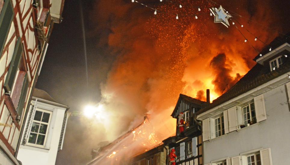 Das Feuer in Steckborn zerstörte sechs Häuser. Bild: RM