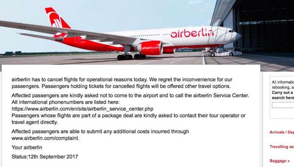 Air Berlin Streicht Fluge Auch Die Schweiz Ist Betroffen Schaffhauser Nachrichten