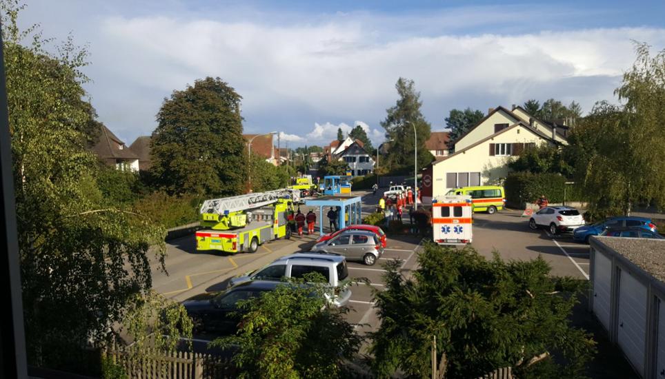 In Feuerthalen kam es Aufgrund eines Kaminbrandes am Sonntag zu einem Einsatz der Feuerwehr Ausseramt. Bild: zvg