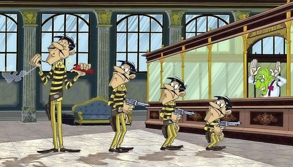 Die Daltons aus der Comicreihe «Lucky Luke» stellen sich als Verbrecher meist nicht besonders schlau an – auch nicht im Umgang mit Dynamit. Bild: Xilam/zvg