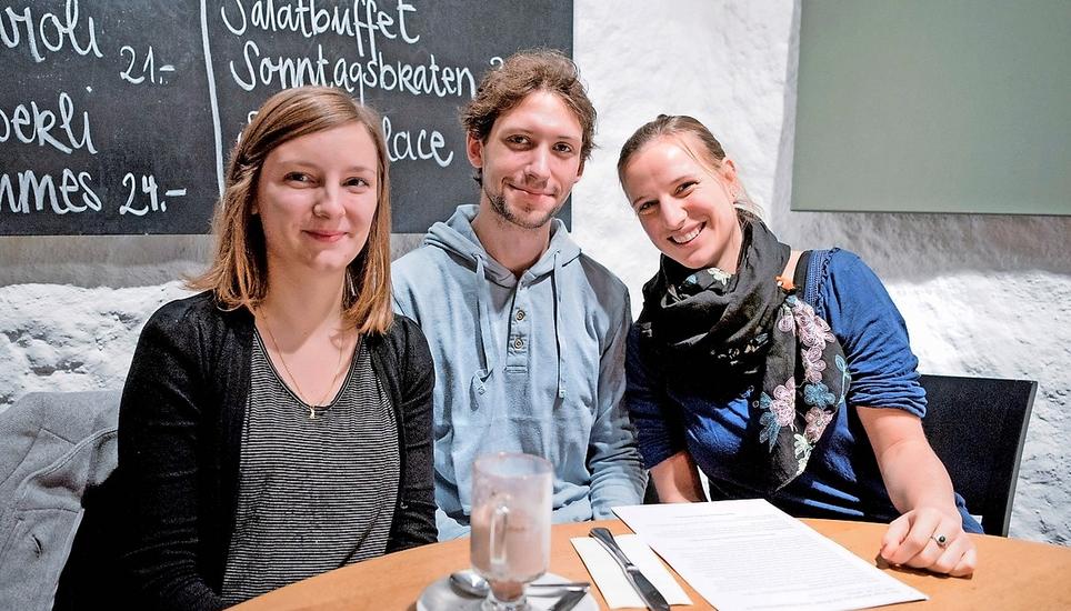 Xenia Ritzmann (links), Joscha Schraff (Mitte) und Manuela De Ventura sind selbst Genossenschafter.