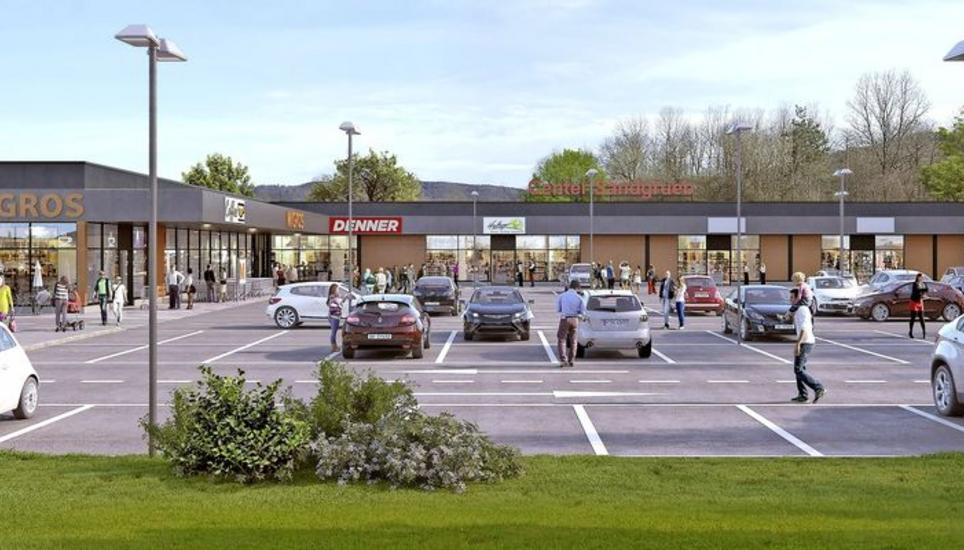 Die Visualisierung zeigt das Center Sandgrueb in Stein am Rhein, im Herbst wird der Neubau eröffnet. Bild zvG/Migros