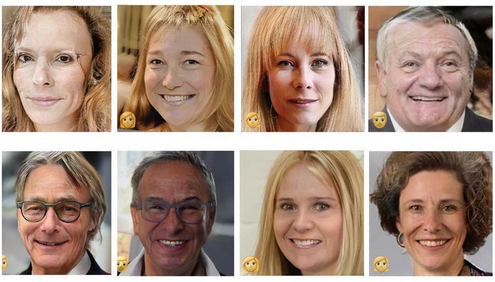 In diesem Bild verstecken sich unter anderem Peter Neukomm, Cornelia Stamm Hurter und Walter Vogelsanger - aber wo? Bilder: FaceApp, Collage SHN