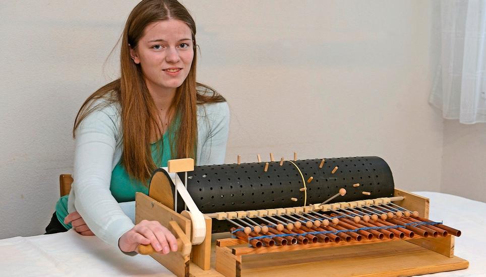 Die Kupferrohre der Musikwalze erzeugen einen hellen, glockenähnlichen Klang. Bild. Selwyn Hoffmann