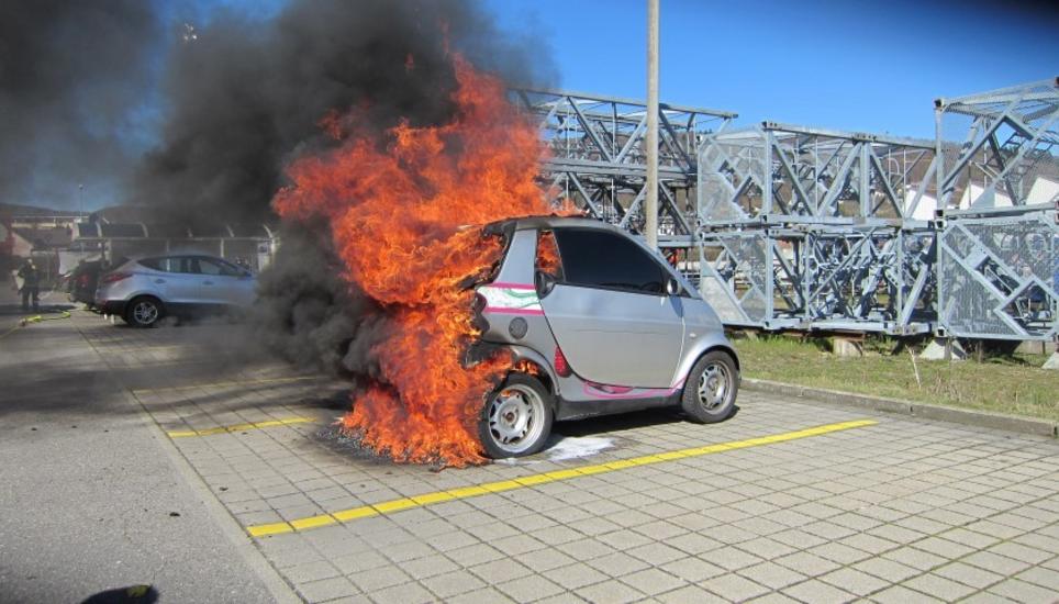 Das Auto erlitt beim Brand Totalschaden. Bild: shpol