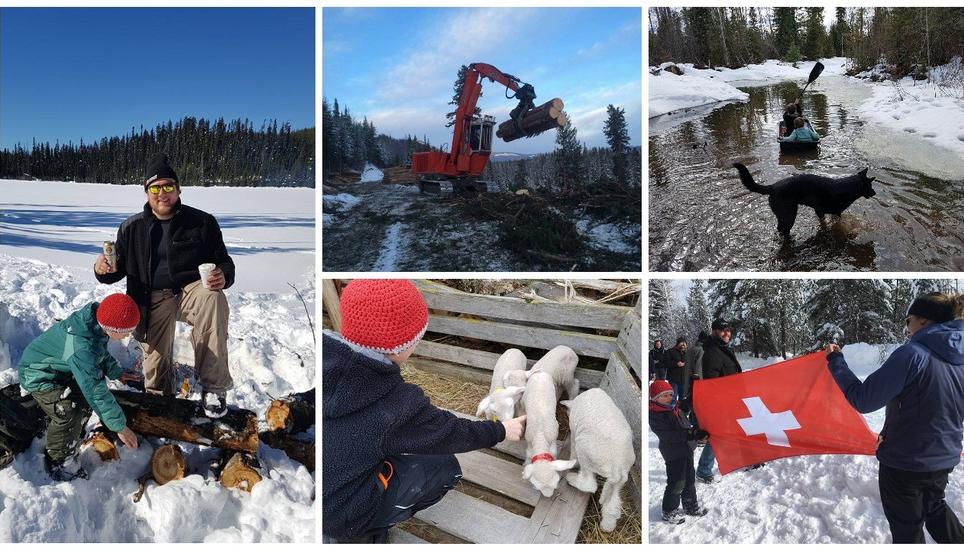 Die Auswanderer-Familie Volk ist voll in Kanada angekommen - und bald zu viert. Bilder: Simone Volk/Montage SHN