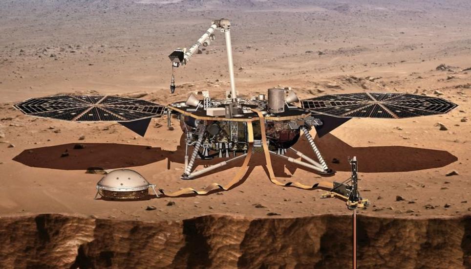 Der InSight-Lander soll Messinstrumente auf die Marsoberfläche bringen, darunter auch ein Seismometer der ETH Zürich. Bild: Animation NASA