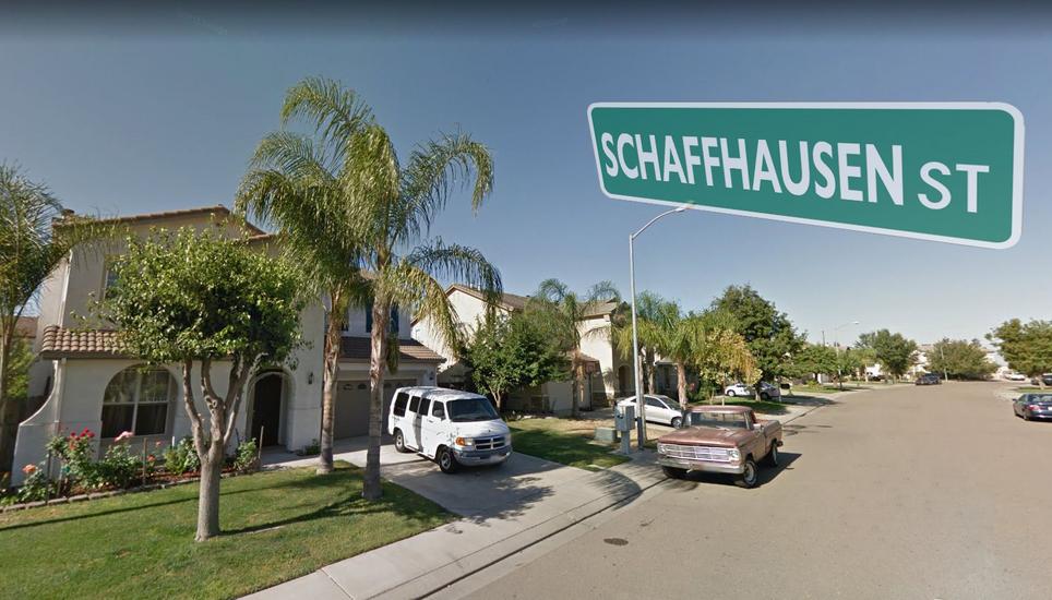 Wie es in einer kalifornischen Stadt zu einer «Schaffhausen Street» kam. Bild: Google-Streetview/Montage SHN