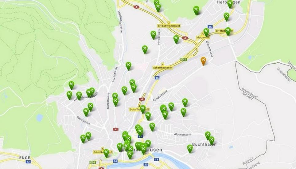 Zum Stadtmelder gehört auch eine laufend aktualisierte Übersichtskarte mit den gemeldeten Schäden und Mängeln. Screenshot SN