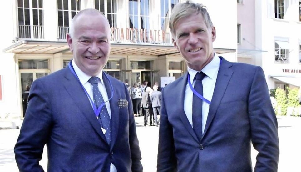 Der Präsident des Schweizerischen Anwaltsverbandes, Urs Haegi, und der altgediente Präsident der Schaffhauser Anwaltskammer, Jens Onnen (r.). Bild: Chistoph Merki
