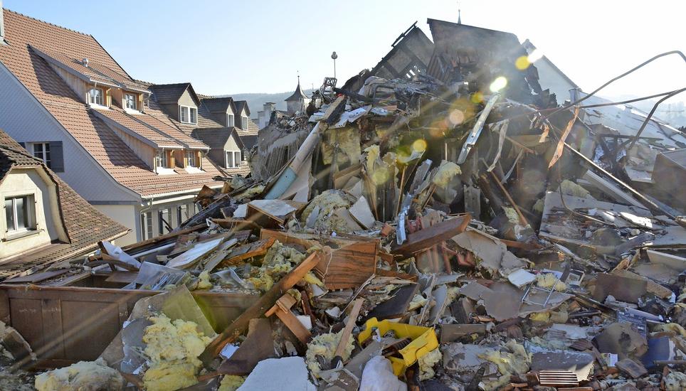 Die Brandruinen nach dem verheerenden Grossbrand in Steckborn Ende 2015. Bild: Edith Fritschi