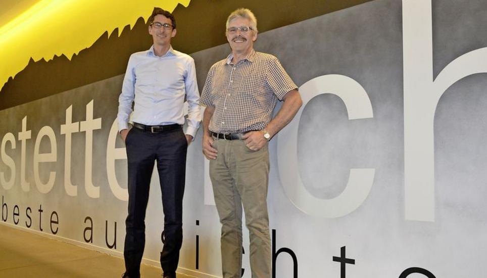 Sind gegen die Fusion: Finanzreferent Thomas Müller (links) und Gemeindepräsident Hans-Peter Hafner. Bild: Luc Müller
