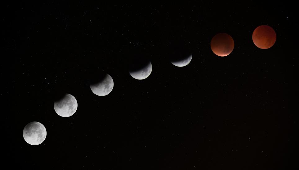 Die Phasen einer Mondfinsternis. Bild: Pixabay