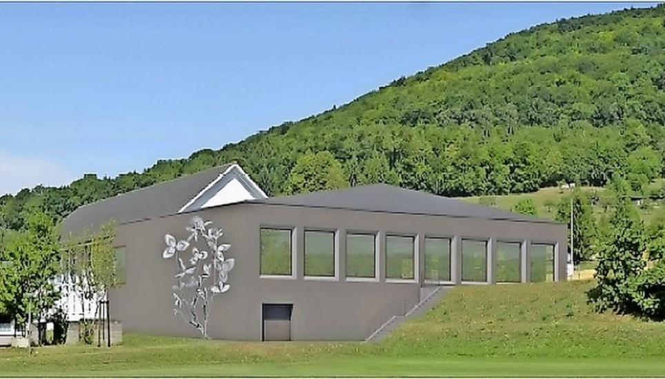 So hätte die neue Turnhalle ausgesehen: Die Löhninger haben sich aber nun gegen den Neubau ausgesprochen. Bild: zvg
