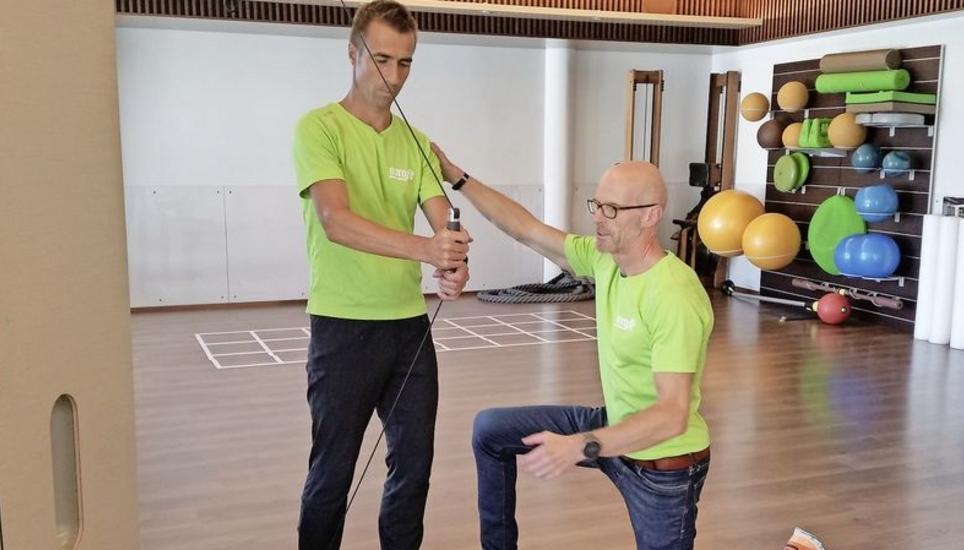 Der zukünftige Eurofit-Chef Beat Gerber (links) trainiert zusammen mit dem jetzigen Geschäftsführer Stefan Ege. Bild: zvg