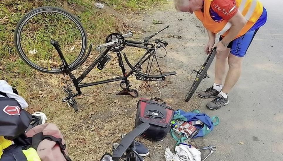 Der Feuerthaler Théo Otth muss schon in Vancouver das Flickzeug hervorkramen – drei Kilometer nach dem Start. Bild: zvg