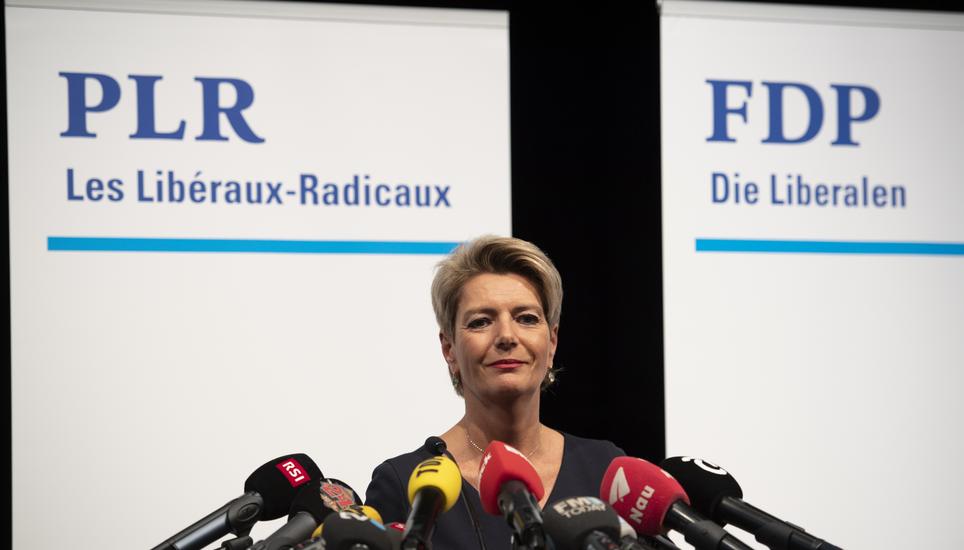 Die St. Galler FDP-Ständerätin Karin Keller-Sutter an einer Medienkonferenz. Bild: Key