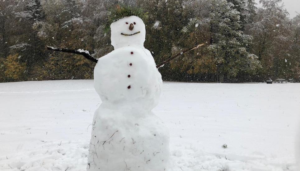 Der erste Schaffhauser Schneemann dieses Winters ist ein Prachtsexemplar. Bild: Nina Schärrer
