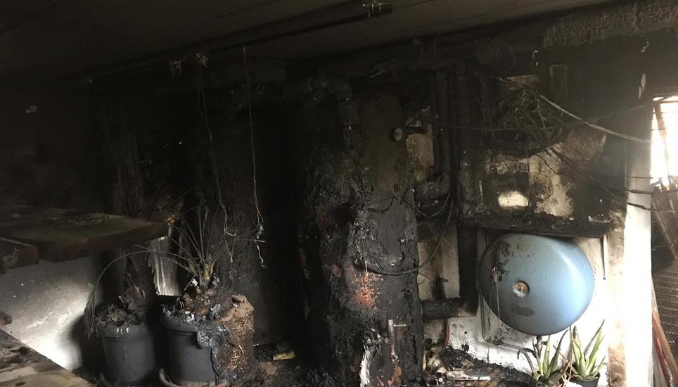 Vom Heizungsraum blieb nach dem Brand nicht mehr viel übrig. Bild: shpol