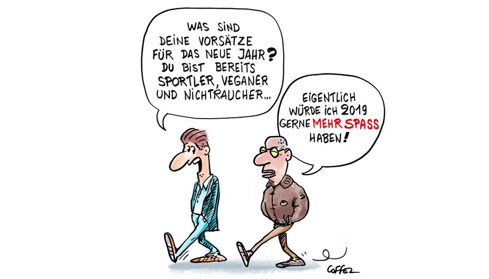 Jeder hat so seine Vorsätze... Karikatur: Pascal Coffez