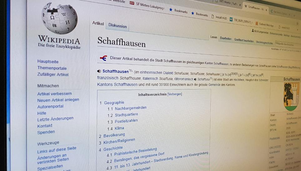 Welche Fakten verbergen sich hinter dem Schaffhauser Eintrag auf Wikipedia? Bild: PH