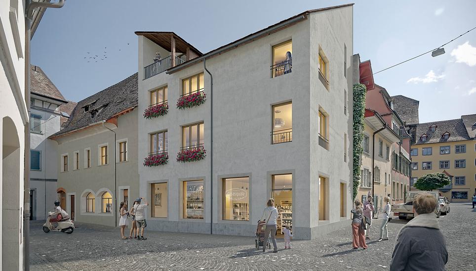 Von der Krummgasse aus sieht man das geplante Café und Privatwohnungen.