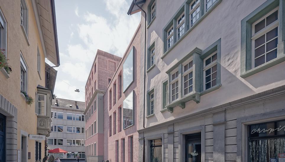 Das neue Verwaltungsgebäude ist auch von der Safrangasse ersichtlich.