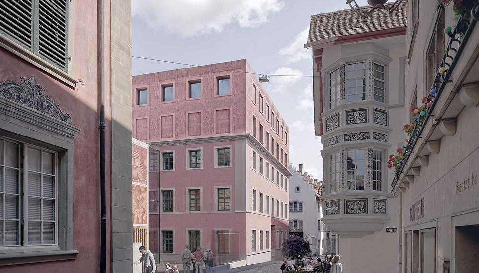 Die Sicht aus der Stadthausgasse auf das geplante Verwaltungsgebäude.