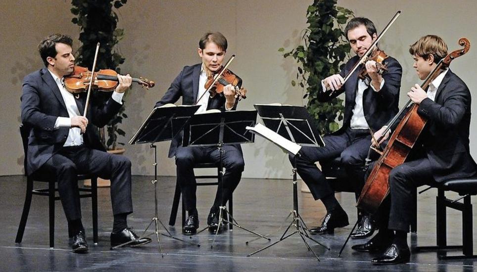 Homogenität und Individualität: Das Quatuor Modogliani mit v. l. n. r. Amaury Coeytaux, Loïc Rio, Laurent Marfaing und François Kieffer. Bild: Bruno Bührer