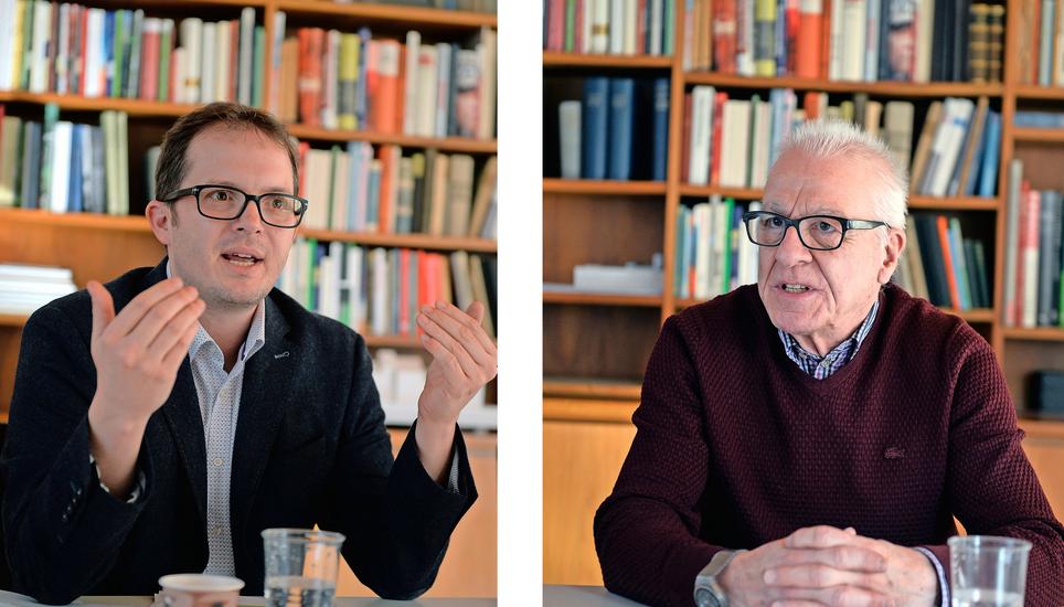 Marco Planas (SP) und Walter Hotz (SVP) im Streitgespräch. Bild: Selwyn Hoffmann