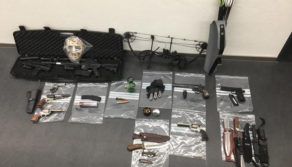 Für keine der Waffen auf dem Bild hatten die beiden Männer eine Bewilligung. Bild: EZV