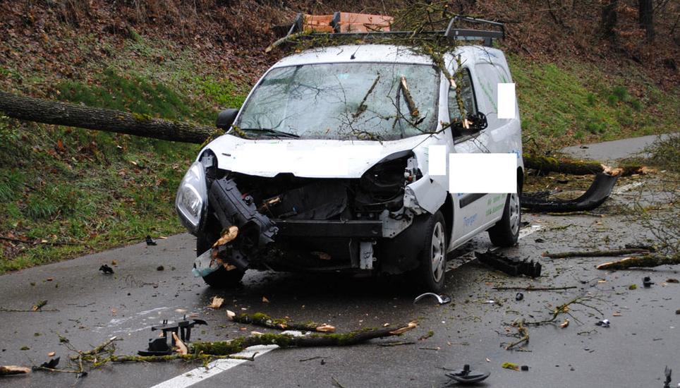 Der Fahrer dieses Lieferwagens hatte Glück im Unglück. Bild: shpol