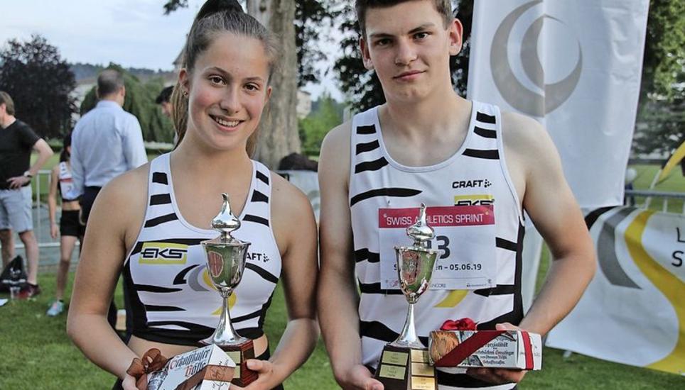Die beiden «Bölle»-Tagessieger Anna Lina Sattler und Linus Casutt.