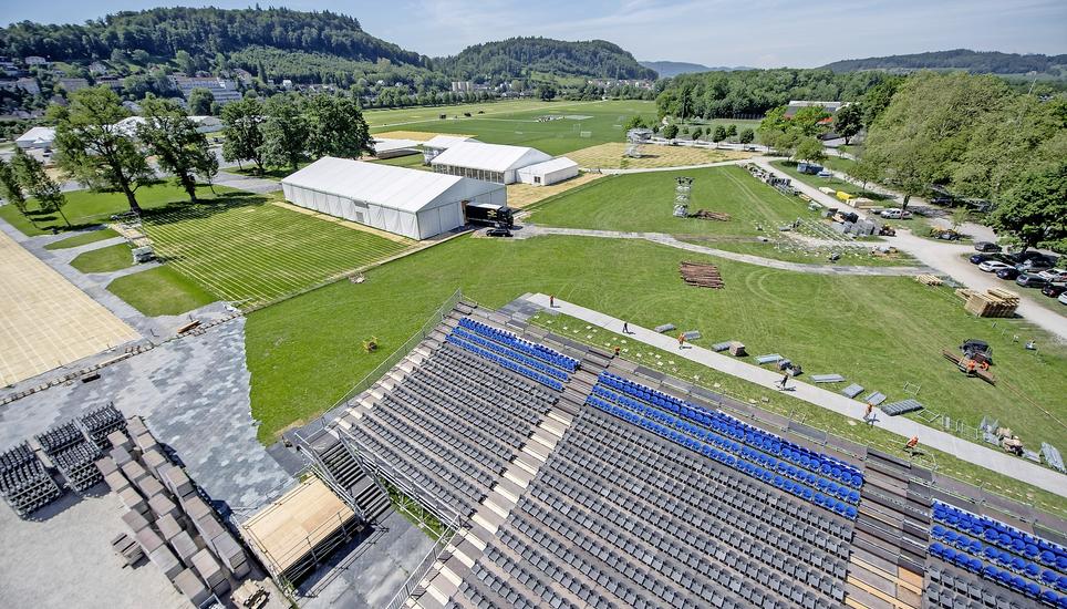 Das Zentrum der Wettkämpfe und die Turnfest-Arena (für 4000 Zuschauer) befindet sich im Aarauer Schachen. Bild: Key